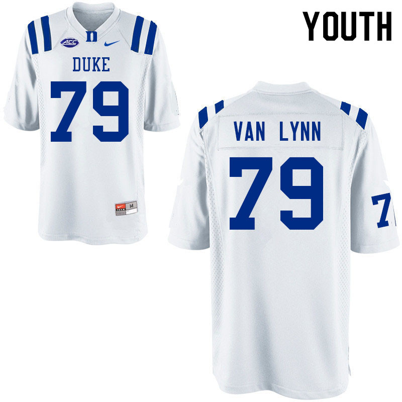 Youth #79 Carson Van Lynn Duke Blue Devils College Football Jerseys Sale-White - Click Image to Close